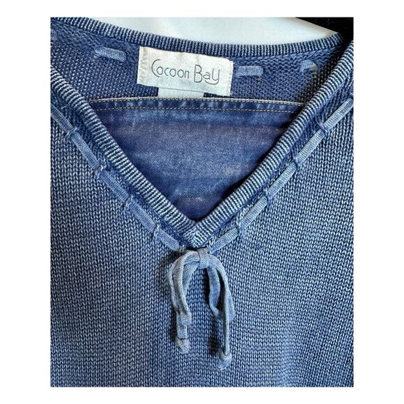 Vintage Cocoon Bay Jean Sweater Women's Medium Blue Denim Pockets Boho Western - Picture 4 of 5
